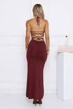 Hotter Now Halter Maxi Dress Wine