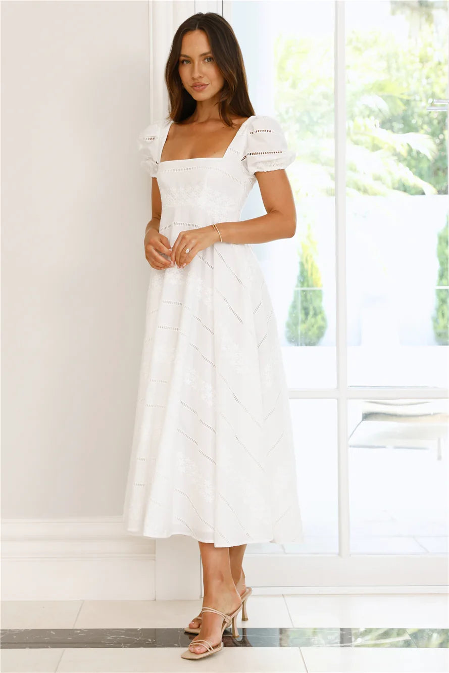Honeysuckle Haven Maxi Dress White