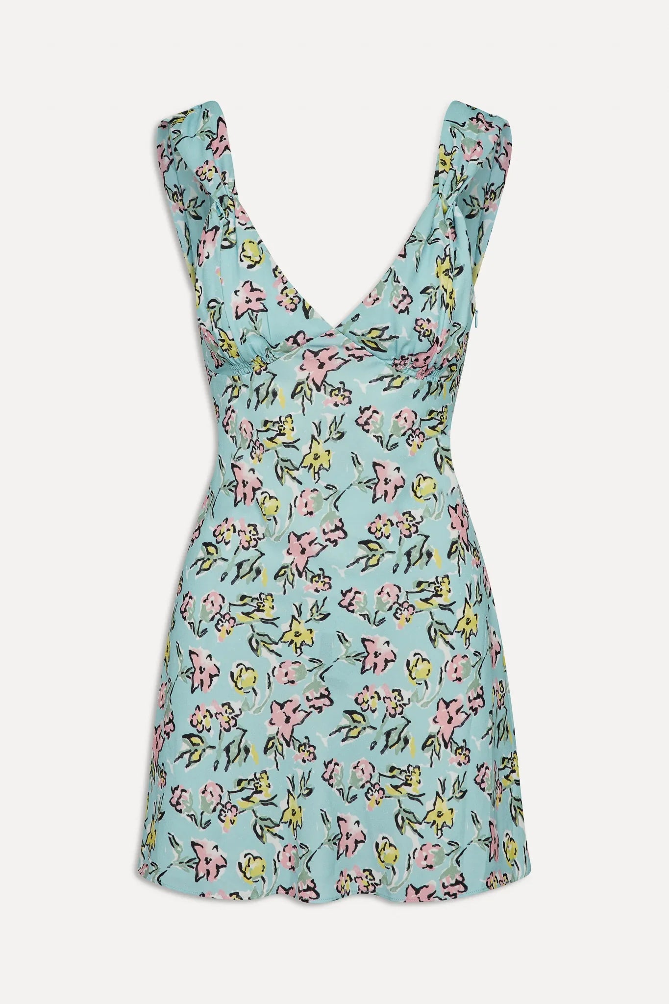 Emilia Satin Floral Mini Dress Pastel Peony