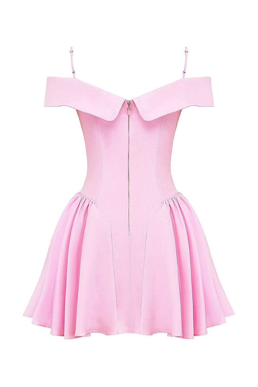 cotton candy twill off shoulder mini dress