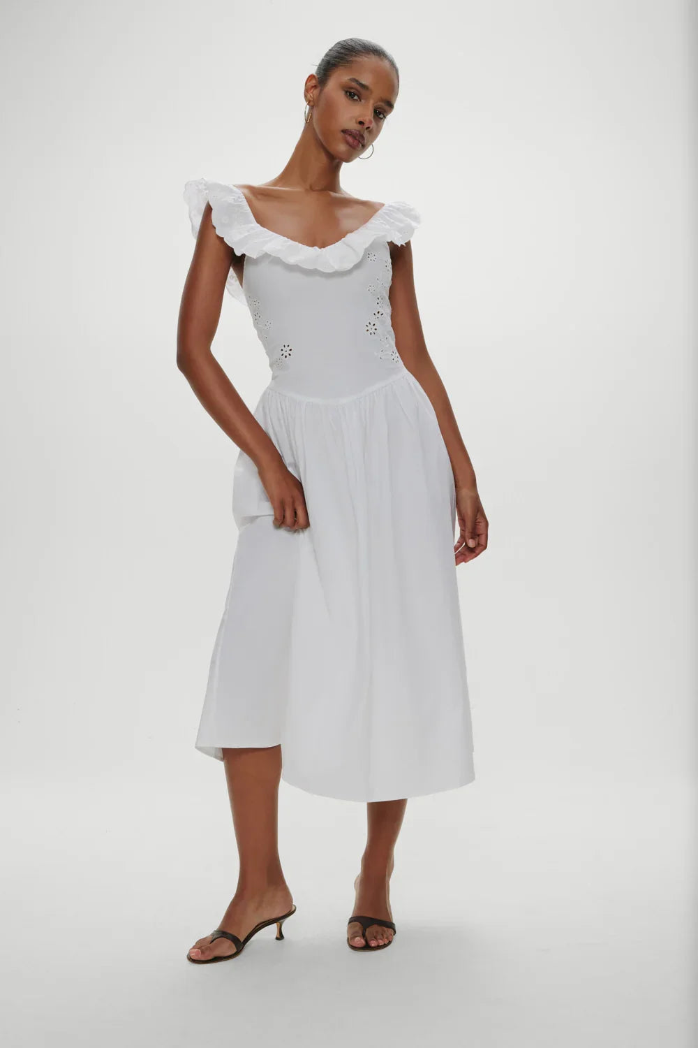 Georgia Cotton Embroidered Midi Dress Angels Meadow