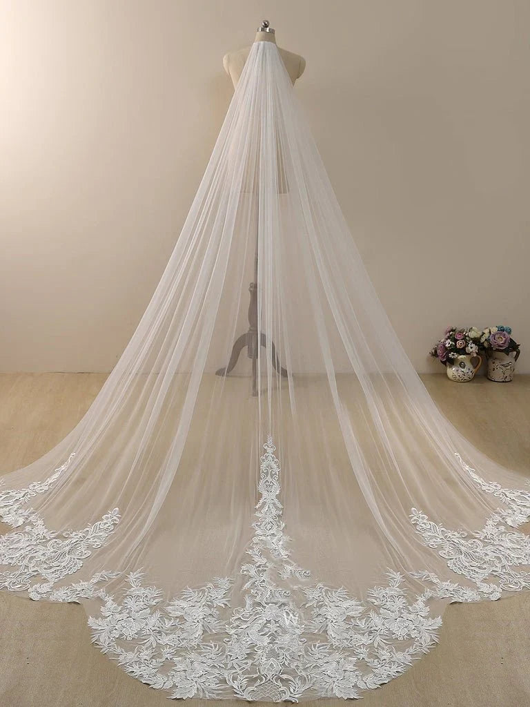 Vintage Lace Cathedral Veil Shaped Bridal Veil Wedding Veil