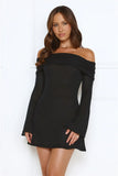 Iconic Angle Off Shoulder Mini Dress Black