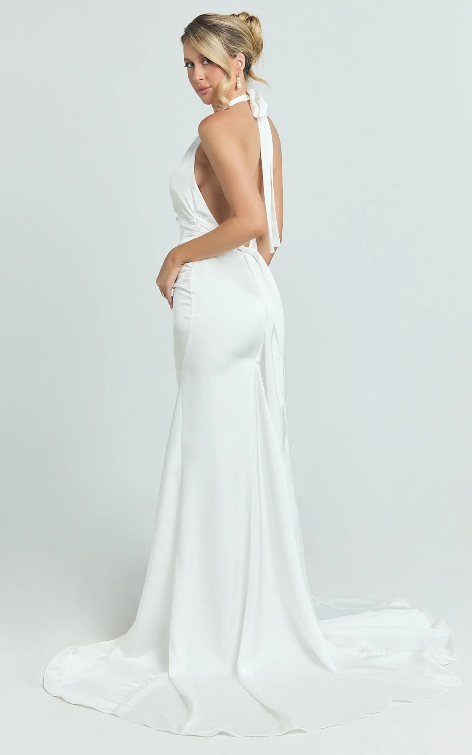 Frankie Maxi Dress Satin Bias Cut Dress in Ivory