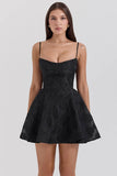black floral lace back mini dress