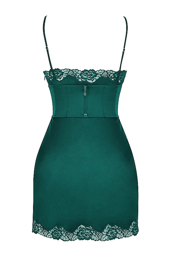 forest satin slip dress