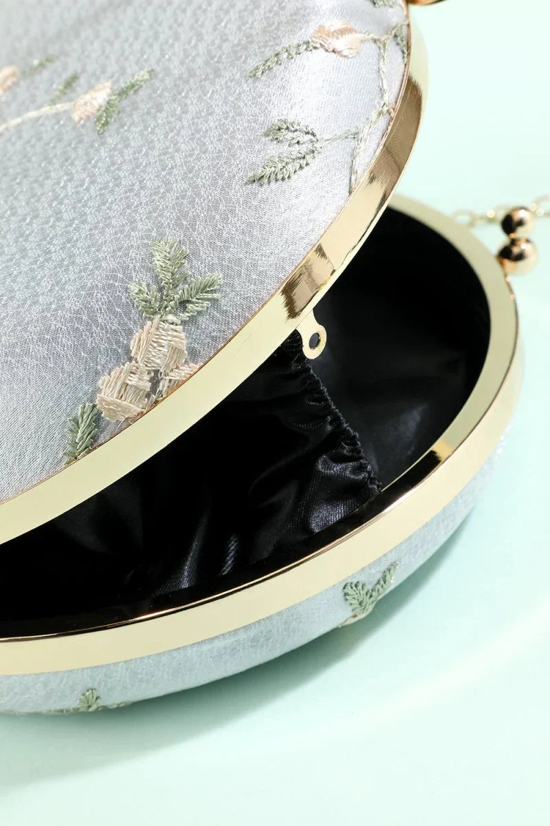 White Embroidery Handbag