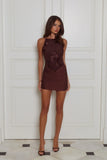 Runway Romance Mini Dress Brown