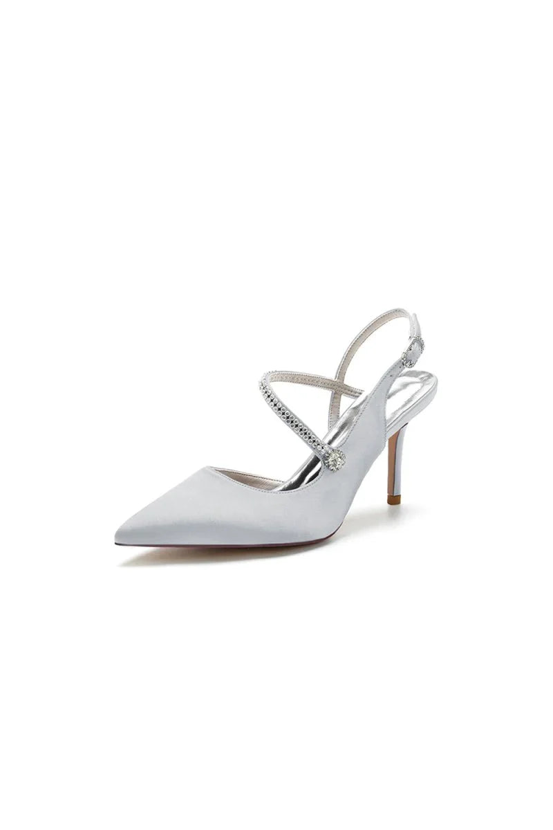Crystal Strap Pointed Toe Stiletto Heel Shoes
