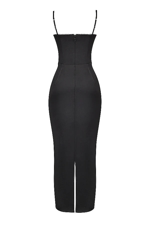 black corset maxi dress