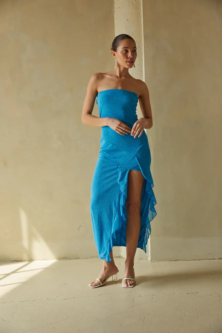 Yvette Ruffles Tube Maxi Dress