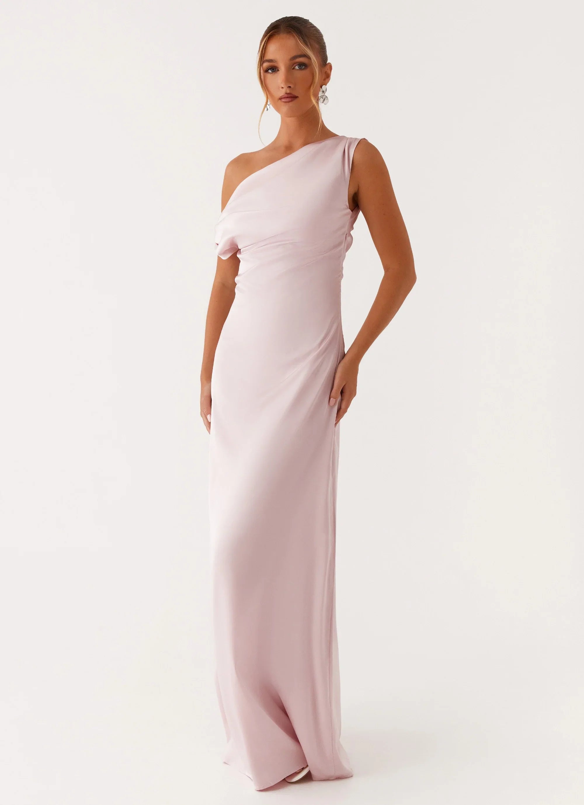 Heart Of Glass Satin Maxi Dress Pink
