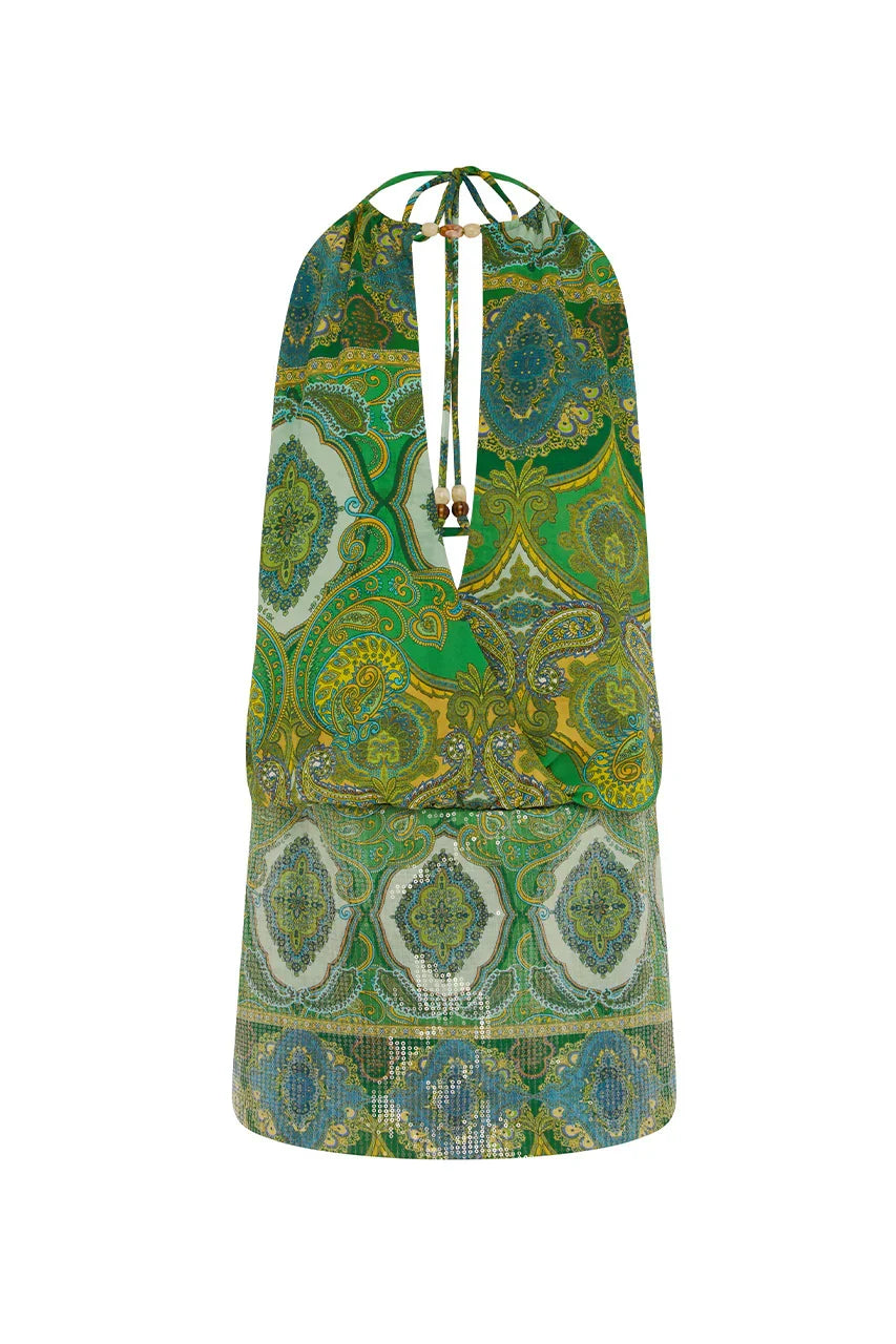 JACIRA LOW PLUNGE MINI DRESS INDIANA GREEN