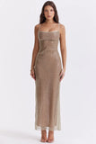 cafe au lait beaded maxi dress limited edition