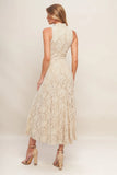 ELEGANT FLORAL STRETCH LACE MIDI DRESS