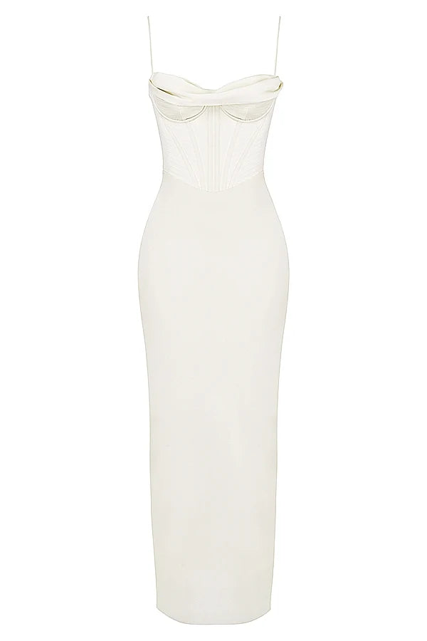 ivory corset maxi dress