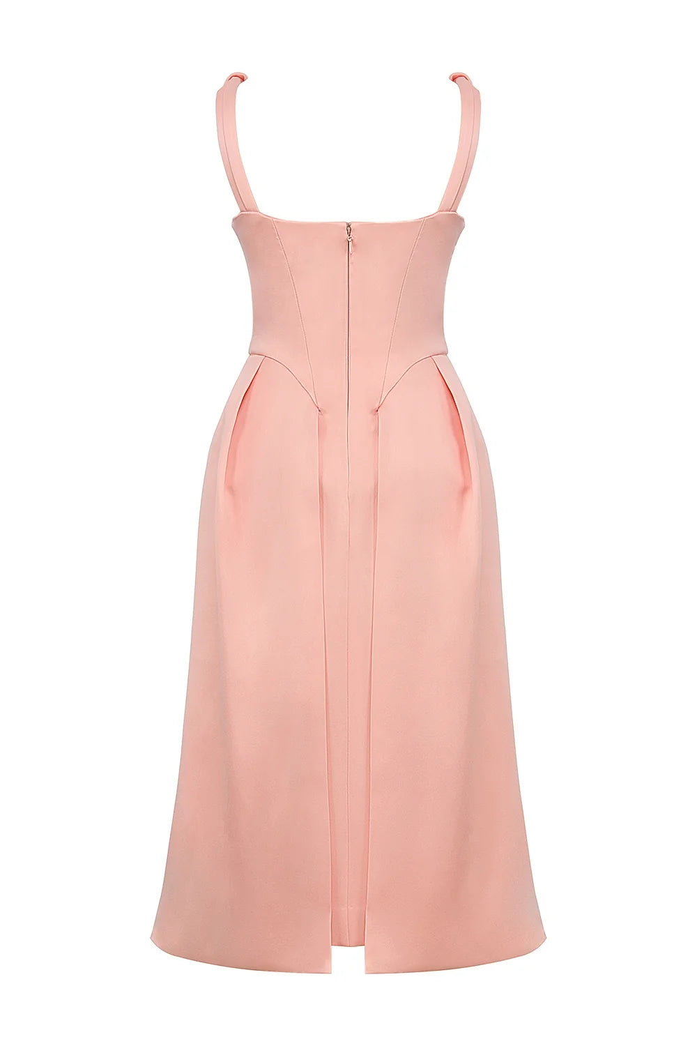 peach satin pleated midi dress sale