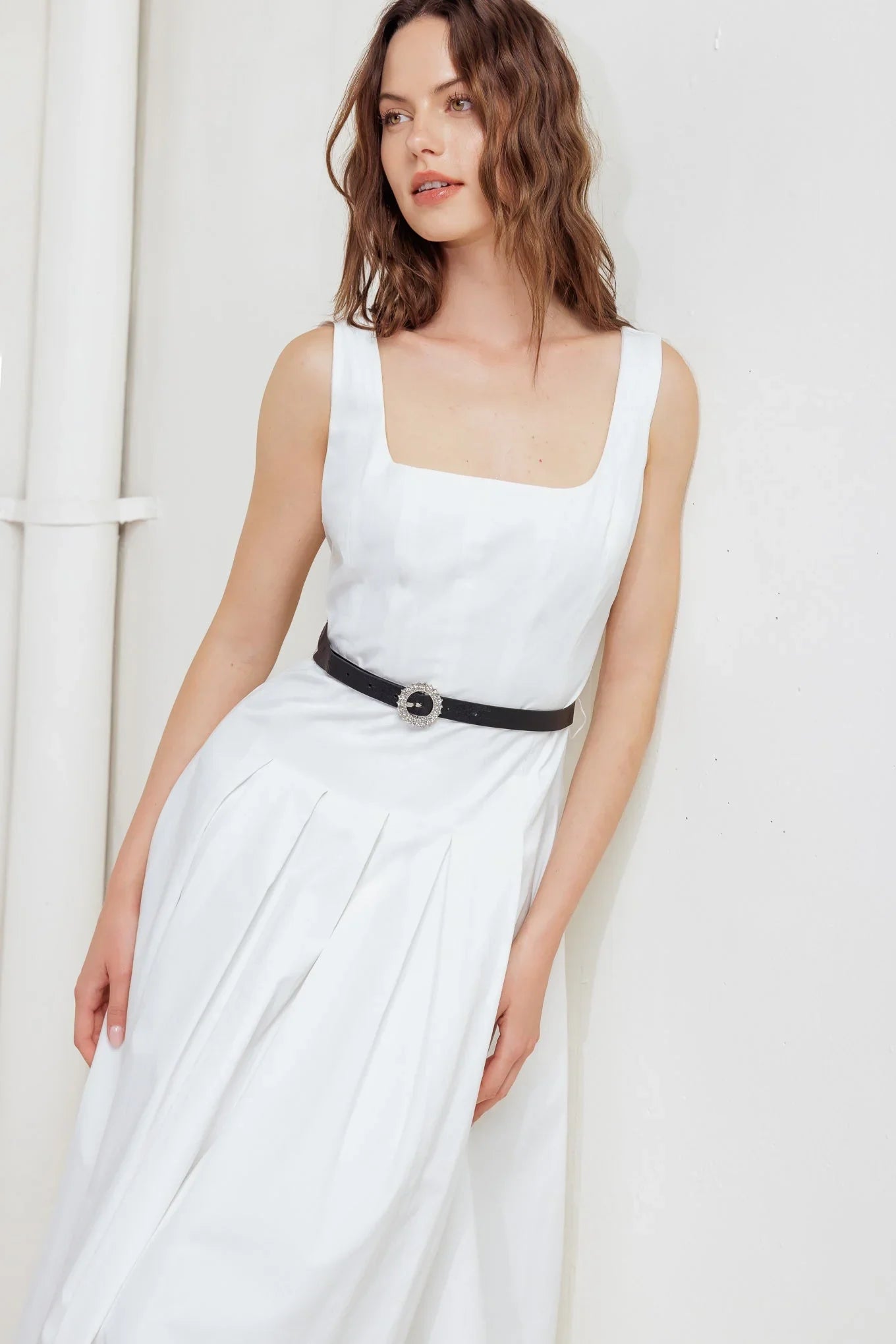 REVERIE WHITE MIDI DRESS