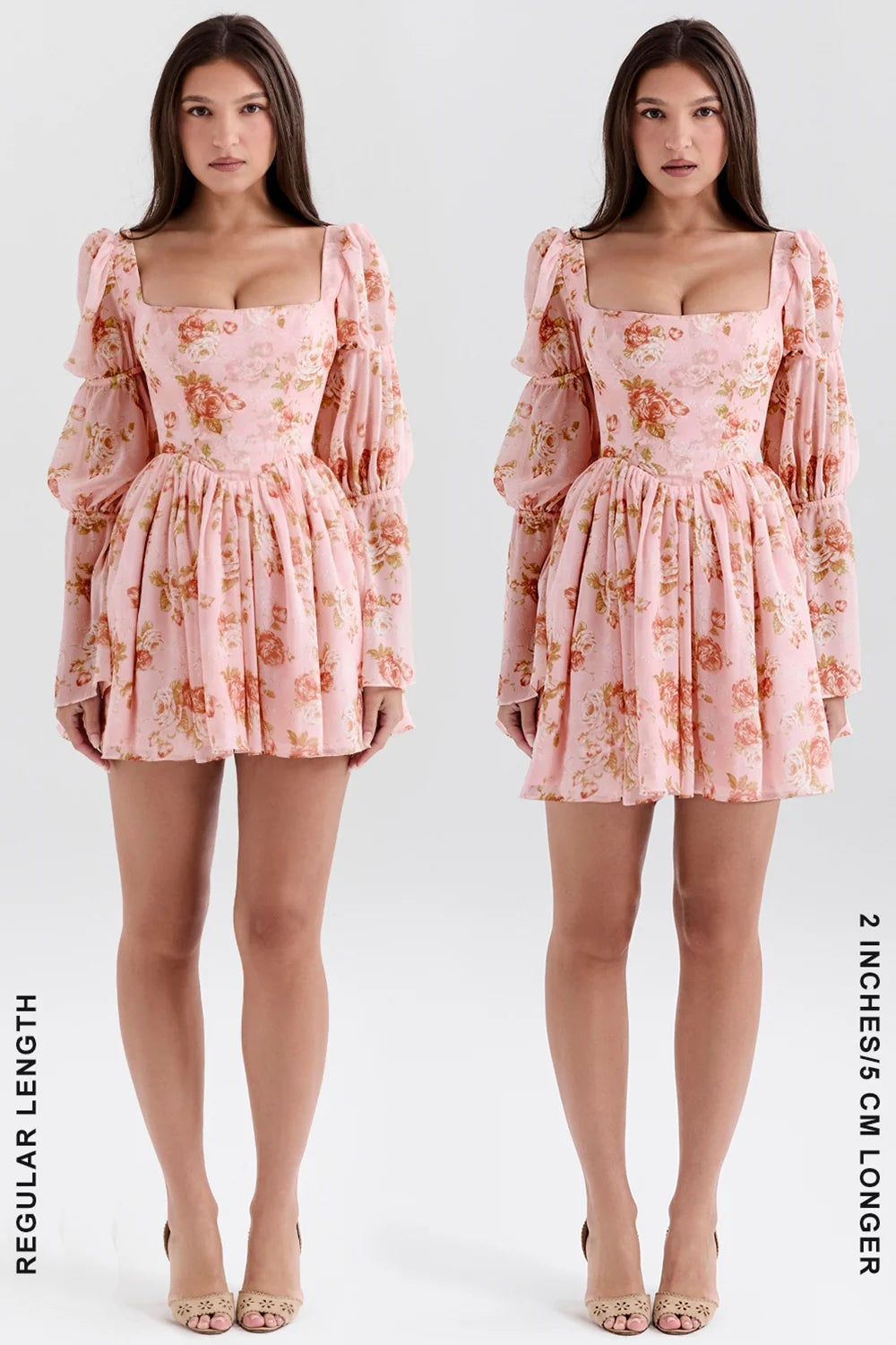english vintage rose print puff sleeve mini dress