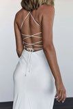 Diamond White Spaghetti Straps Mermaid Wedding Dress