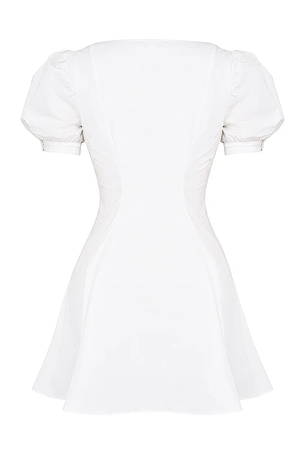 white puff sleeve mini dress