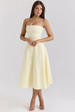 lemon stretch cotton a line midi sundress