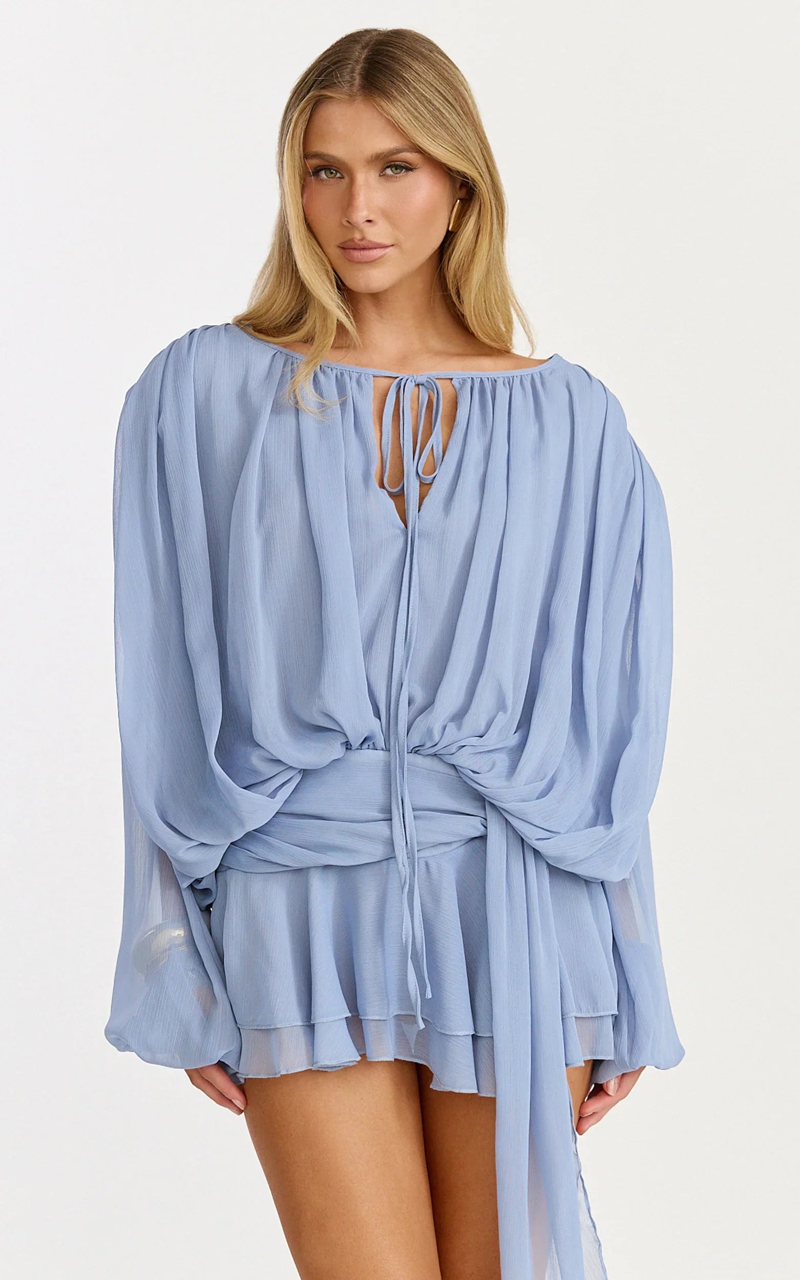 Lioness Elements Mini Dress In Slate Blue