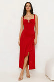 Velvet Kiss Midi Dress Red