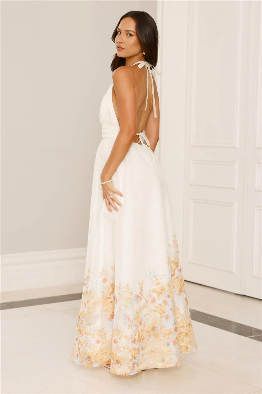 The Meadows Secret Halter Maxi Dress Yellow