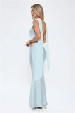 Luxe Obsession Halter Satin Maxi Dress Seafoam