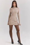 taupe long sleeve mini dress