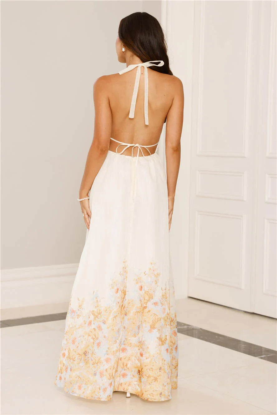 The Meadows Secret Halter Maxi Dress Yellow