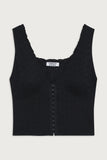Tea Eyelet Ruffle Tank Black