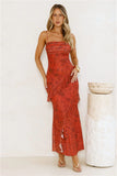 Gilded Muse Mesh Maxi Dress Red