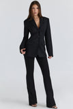 black crepe hourglass blazer jacket