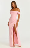 Marcel Maxi Dress Off Shoulder Corset High Split Dress in Pink