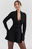 black wool knitted cardigan dress