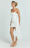 Riley Mini Dress Strapless Draped Corset Bodycon Dress in White