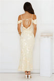 Youre Magic Off Shoulder Mesh Maxi Dress Yellow