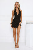 Shes So Current Halter Polka Dot Mini Dress Black
