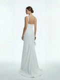 Simple Mermaid Square Neck Satin Wedding Dresses