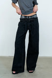 Arabella Wide Leg Jeans in Washed Black