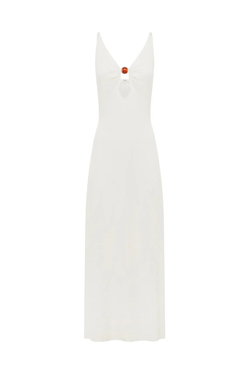 UNITY LOW PLUNGE MAXI DRESS WHITE