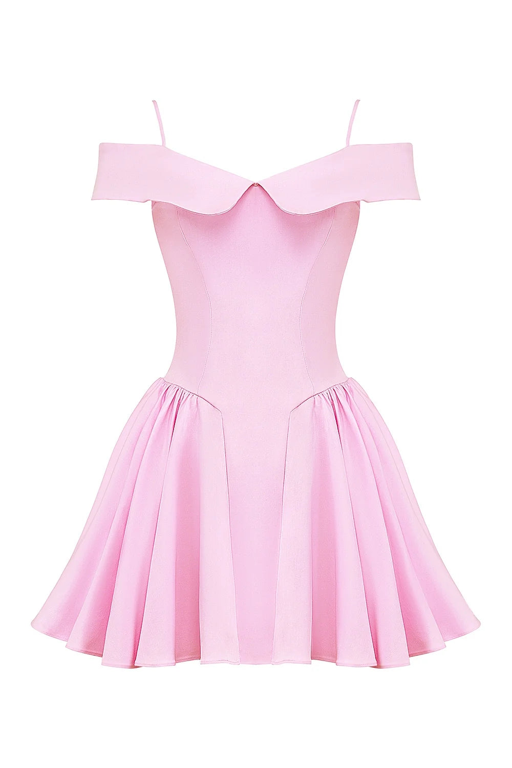 cotton candy twill off shoulder mini dress