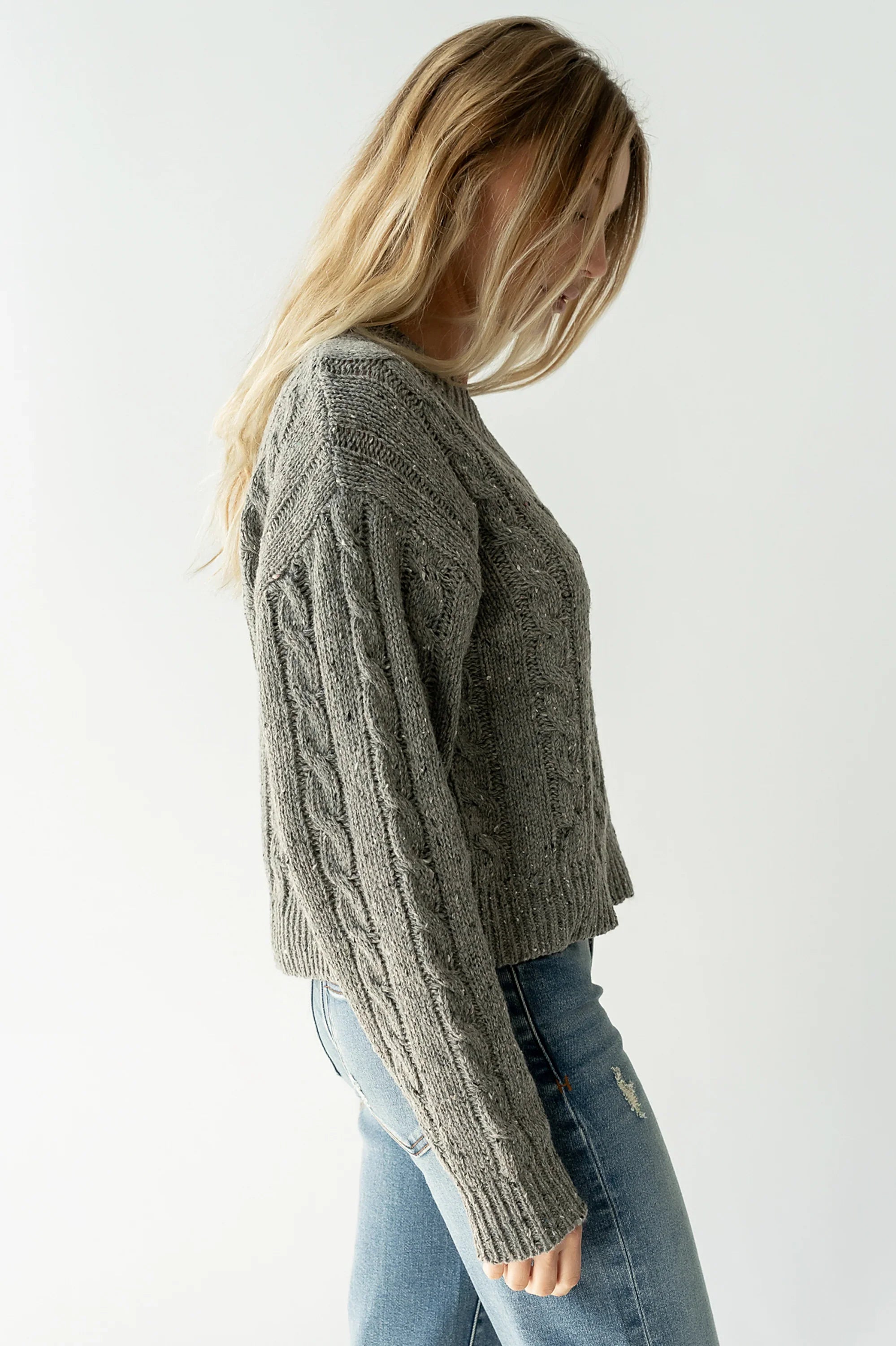 Maxine Speckled Sweater in Heather Grey