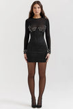 black crystallised corset dress
