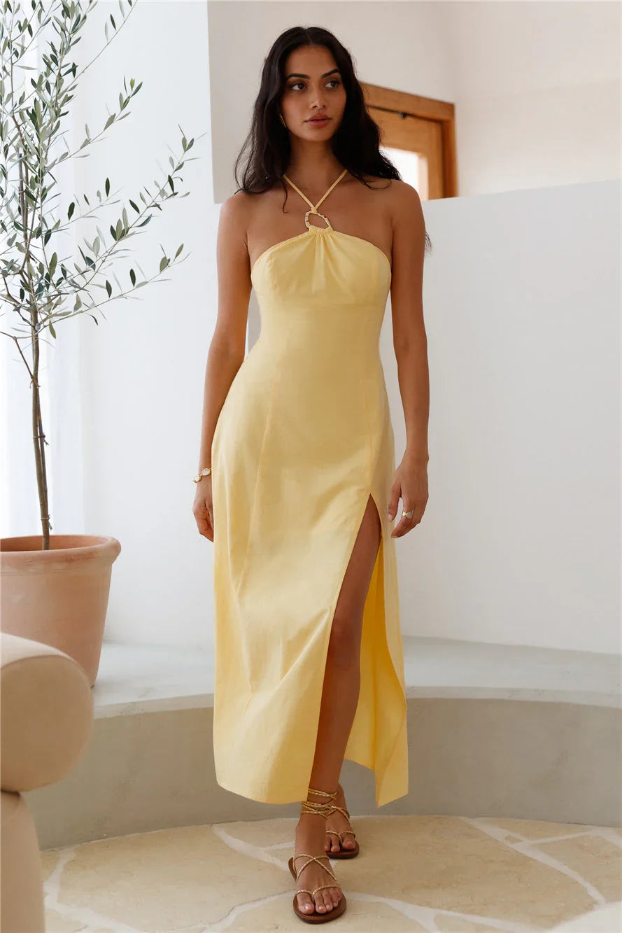 Shes Captivating Midi Dress Yellow