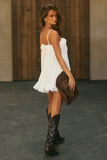 KRISTIA FLOUNCE RUFFLE MINI DRESS PEARL