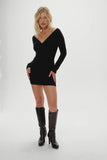 Jade Long Sleeve Knit Mini Dress Black