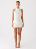 Play It Out Cowl Mini Dress Ivory